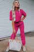 Lattice Textured Cropped Tee and Jogger Pants Set